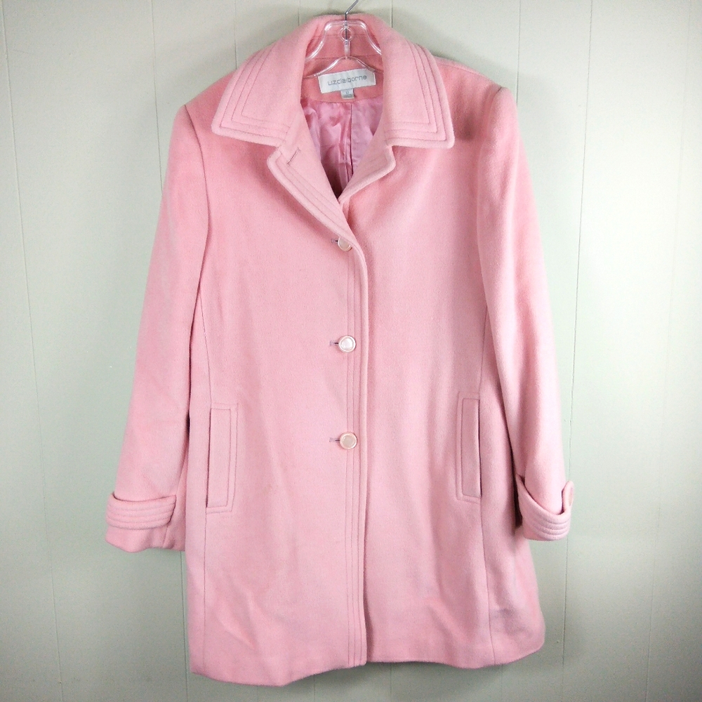 Liz Claiborne Wool Cashmere Pink Pea Coat Jacket